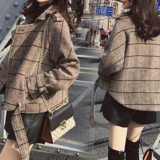 Plaid Double-breasted Cropped Jacket