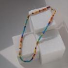 Ceramic Bead Necklace 1pc - Orange & White & Red - One Size