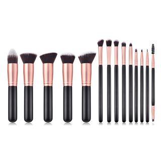 Set Of 14: Makeup Brush 14 Pieces - T - 14005 - Black & Coffee - One Size
