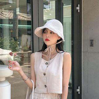 Beribboned Ribbed Sun Hat