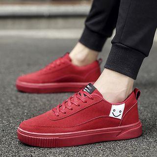 Smiley Face Applique Lace Up Sneakers
