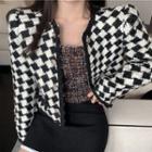 Houndstooth Button Jacket / Mini Fitted Skirt