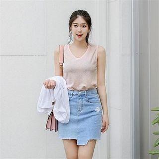 V-neck Sheer Tank Top