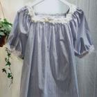 Lace Trim Striped Short-sleeve Top