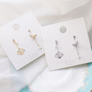 Non-matching Origami Crane & Fan Dangle Earring