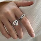 Heart / Rhinestone Sterling Silver Ring