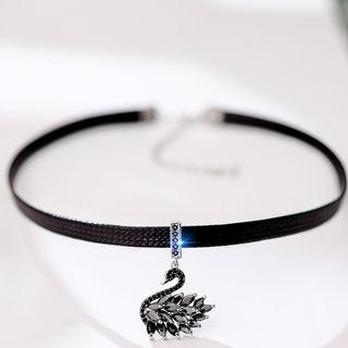 Rhinestone Swan Pendant Choker