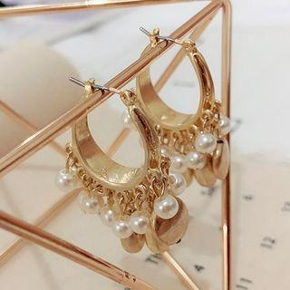 Faux Pearl Alloy Dangle Earring 1 Pair - Gold - One Size