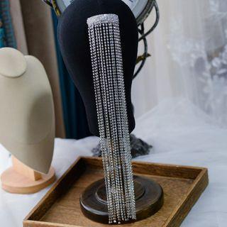 Wedding Rhinestone Fringed Hair Clip Silver - One Size