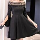 Wide-sleeve Perforated A-line Dress