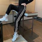 Brushed High-waist Striped Sweatpants