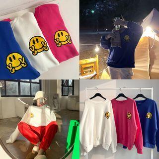 Smiley-print Oversize Sweatshirt
