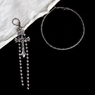 Cross & Hoop Non-matching Earring