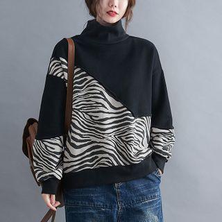 Zebra Print Panel Sweatshirt