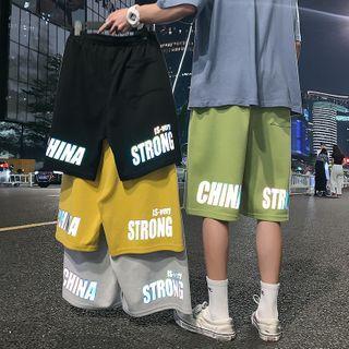 High-waist Lettering Reflective Shorts