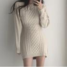 Plain Cable Knit Bodycon Sweater Dress