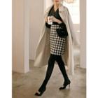 Plus Size Houndstooth Wool Blend Skirt