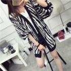 Zebra Patterned Long Cardigan