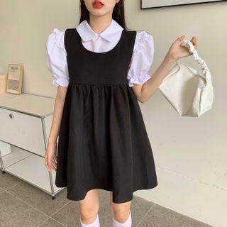 Short-sleeve Shirt / Sleeveless Overall Dress