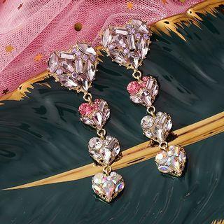 Rhinestone Heart Drop Earring / Hair Clip
