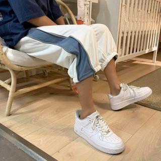 Two-tone Panel Zip-side Capri Pants