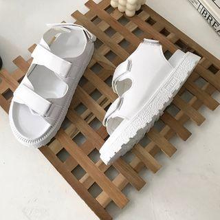 Plain Adhesive Strap Platform Sandals