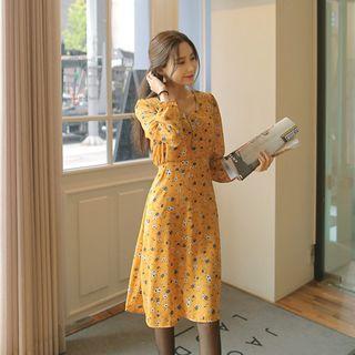 V-neck Floral A-line Dress
