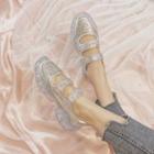 Rhinestone Accent Clear Sole Platform Mary Janes