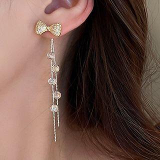 Bow Fringed Threader Earring Silver Earring - Gold - One Size