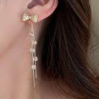 Bow Fringed Threader Earring Silver Earring - Gold - One Size