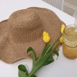 Woven Sun Hat Dark Beige - One Size