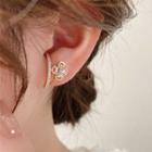 Flower Faux Pearl Rhinestone Earring 1 Pair - Gold & White - One Size