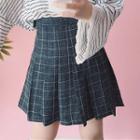 Flannel Pleated Mini Skirt