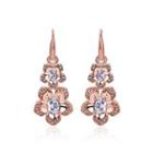 Fashion Elegant Plated Rose Gold Cubic Zirconia Earrings Rose Gold - One Size