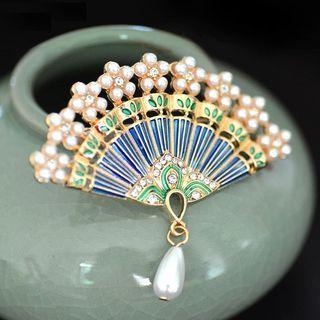 Fan Faux Pearl Brooch
