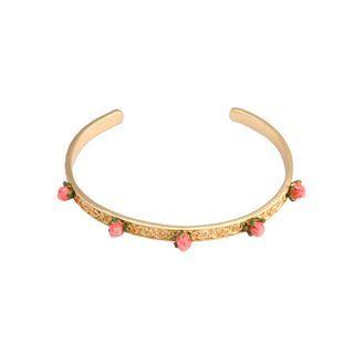 Fashion And Elegant Plated Gold Enamel Flower Opening Bangle Silver - One Size