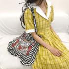 Cat Printed Tote Bag Gingham - Black & White - One Size