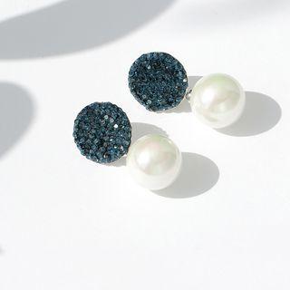 925 Sterling Faux Pearl Rhinestone Drop Earring