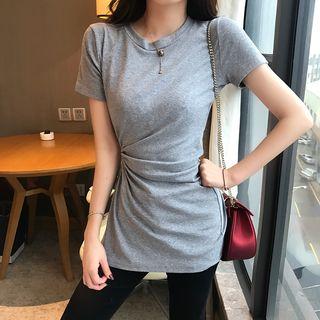 Short-sleeve Asymmetric Tied T-shirt
