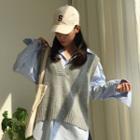 V-neck Sweater Vest Gray - One Size