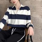 Long-sleeve Striped Polo Shirt / Sweatpants