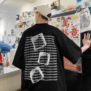 Ice & Lettering Print Oversized Tee