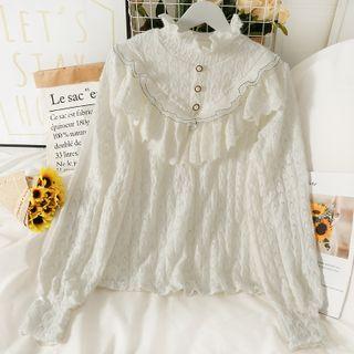 High-neck Ruffled Lace Top