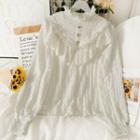 High-neck Ruffled Lace Top