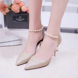 Glitter Beaded High-heel Sandals
