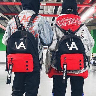 Color-block Lettering Backpack
