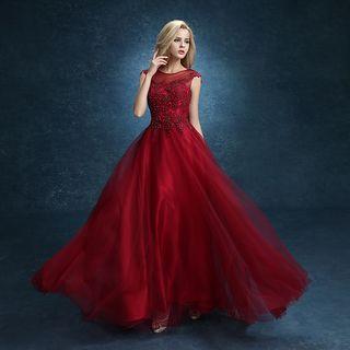 Cap-sleeve A-line Evening Gown