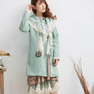 Lace-trim Buttoned Coat