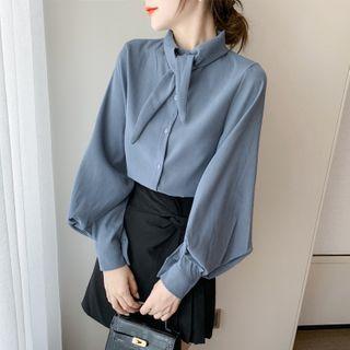 Mock-neck Plain Oversize Shirt