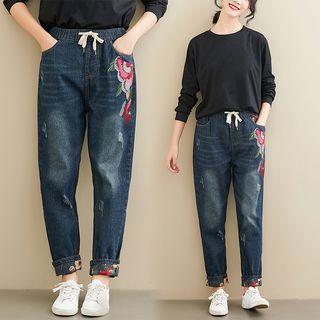 Embroidered Jeans Harem Pants